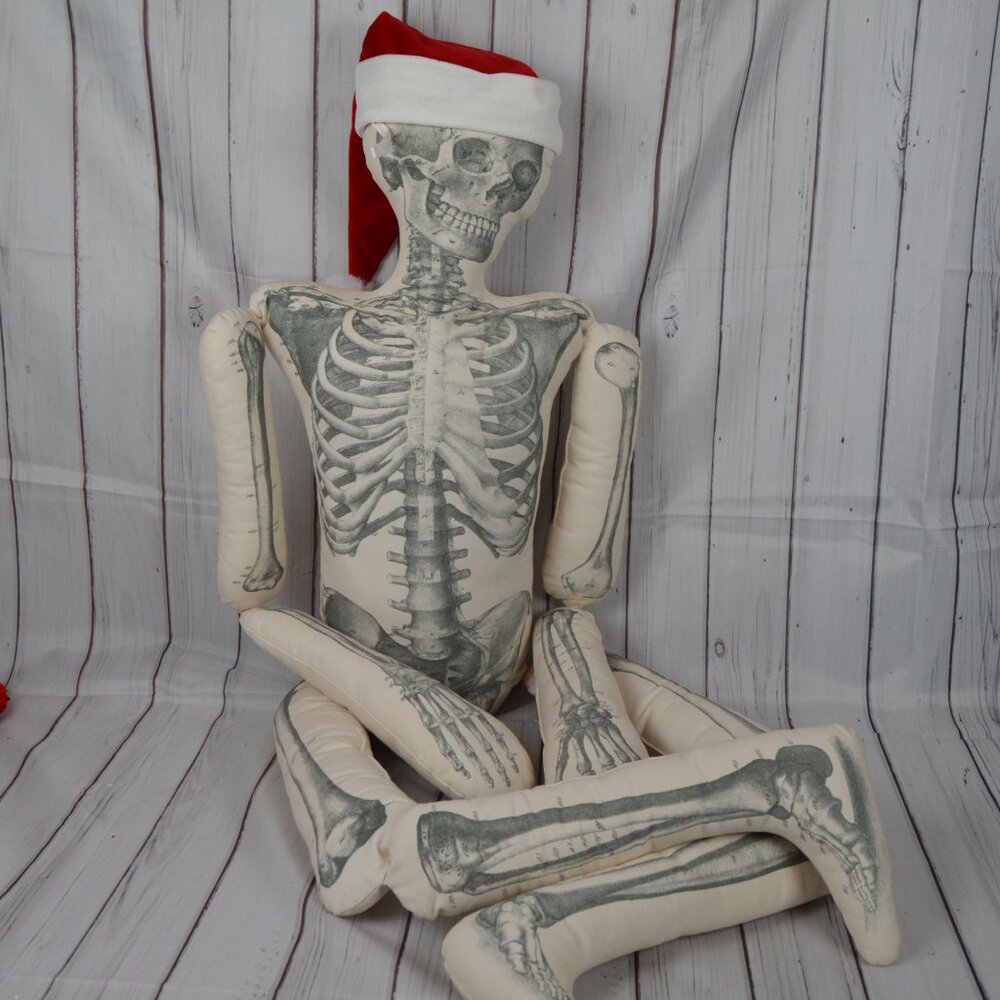 NEW LARGE John Derian x Target CHRISTMAS XMAS SANTA Stuffed Skeleton Pillow 63” - Picture 2 of 14